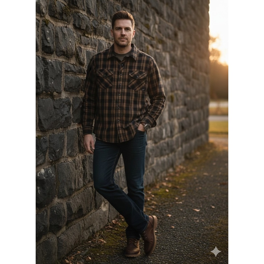 5.11 Tactical Men's Brown Small Plaid Snap Button RAPIDraw Work Shirt EDC Ready